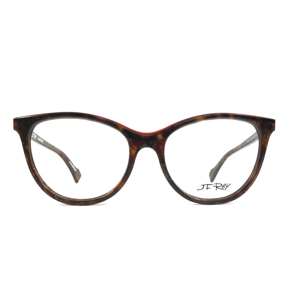J.F. Rey Eyeglasses Frames JF1403 9010 Brown White Brown Sparkly 52-17-143